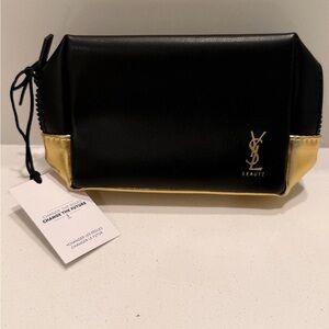 Yves Saint Laurent Black and Gold Cosmetic Bag